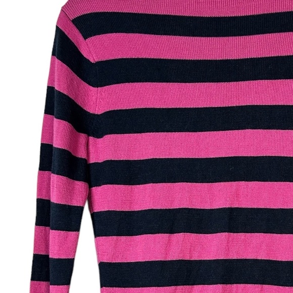 Vineyard Vines S Striped V-Neck Preppy CASHMERE Blend Pink Navy Henley Sweater - Picture 10 of 12